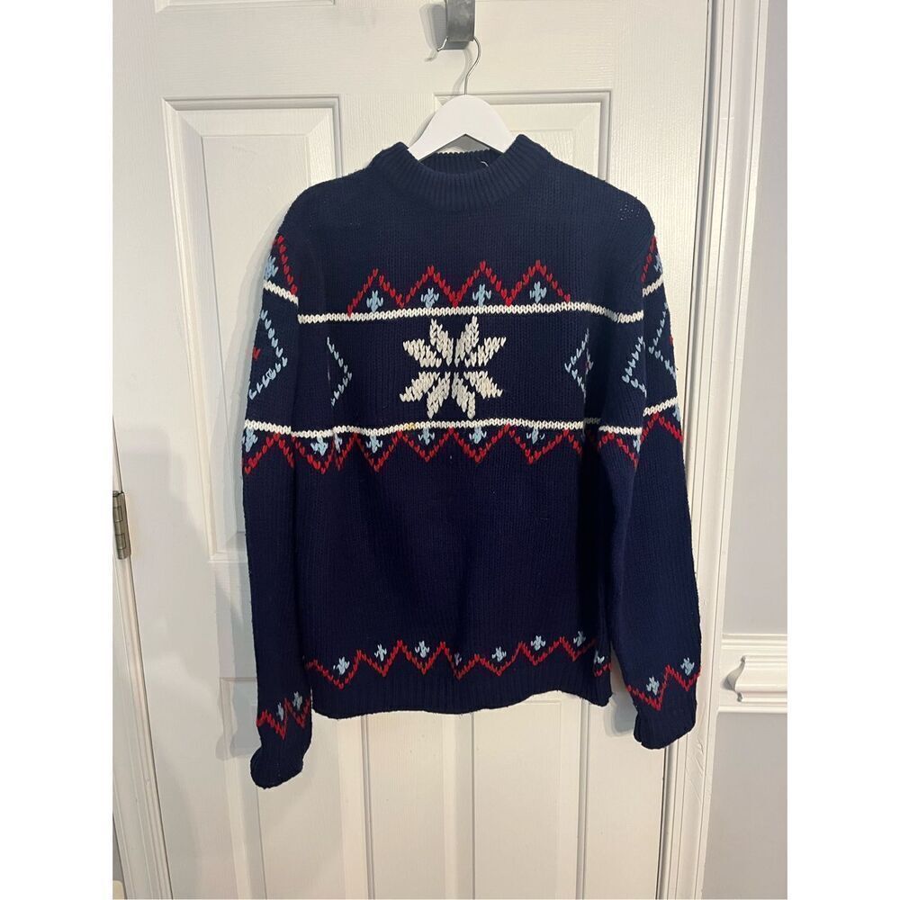 Vintage National Shirt Shops Navy Acrylic Mock Neck Sweater sz M EUC